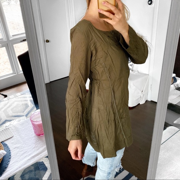 🍃 TWIST & TANGO OLIVE GREEN CASUAL LOOSE FIT COTTON TUNIC TOP/DRESS! - Picture 3 of 9